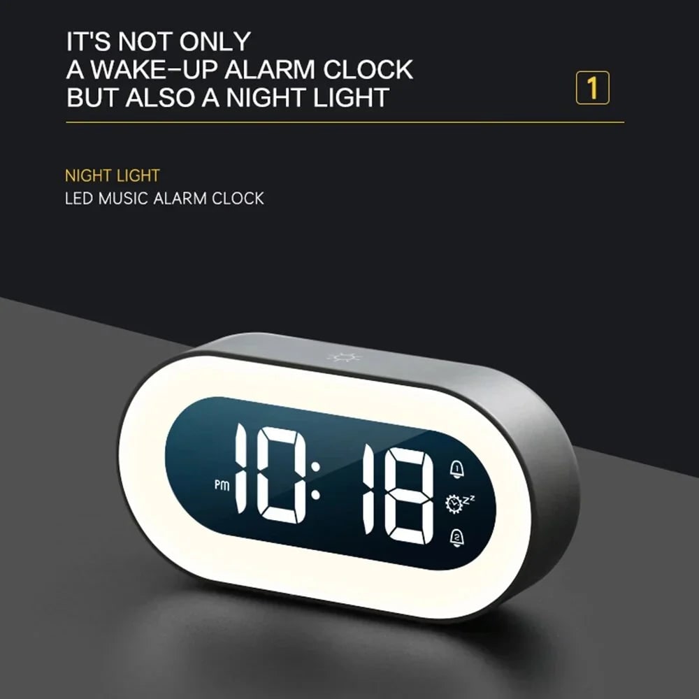 Digital Alarm Clock with Sunrise Simulation and Dimmable LED Night Light - Image 1