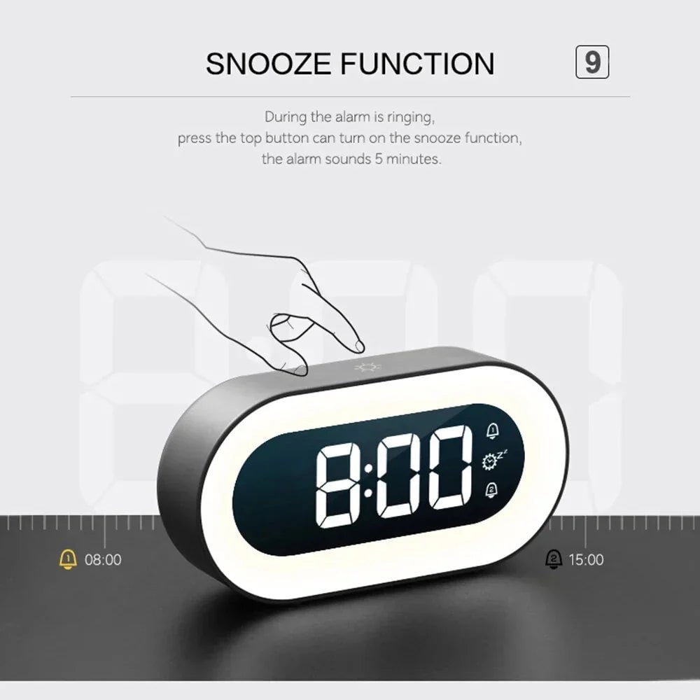 Digital Alarm Clock with Sunrise Simulation and Dimmable LED Night Light - Image 3