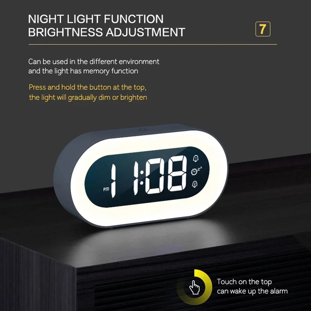 Digital Alarm Clock with Sunrise Simulation and Dimmable LED Night Light - Image 4