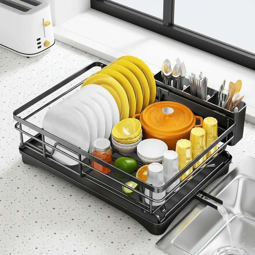 Dish Drying Rack with Expandable Over the Sink Design and Integrated Drip Tray - Image 6