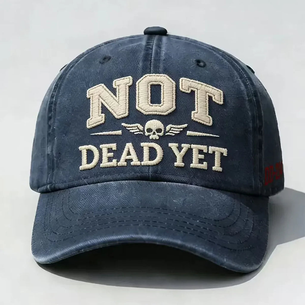 Distressed Washed Cotton Baseball Cap with Embroidered Graphic and Adjustable Strap - Image 10