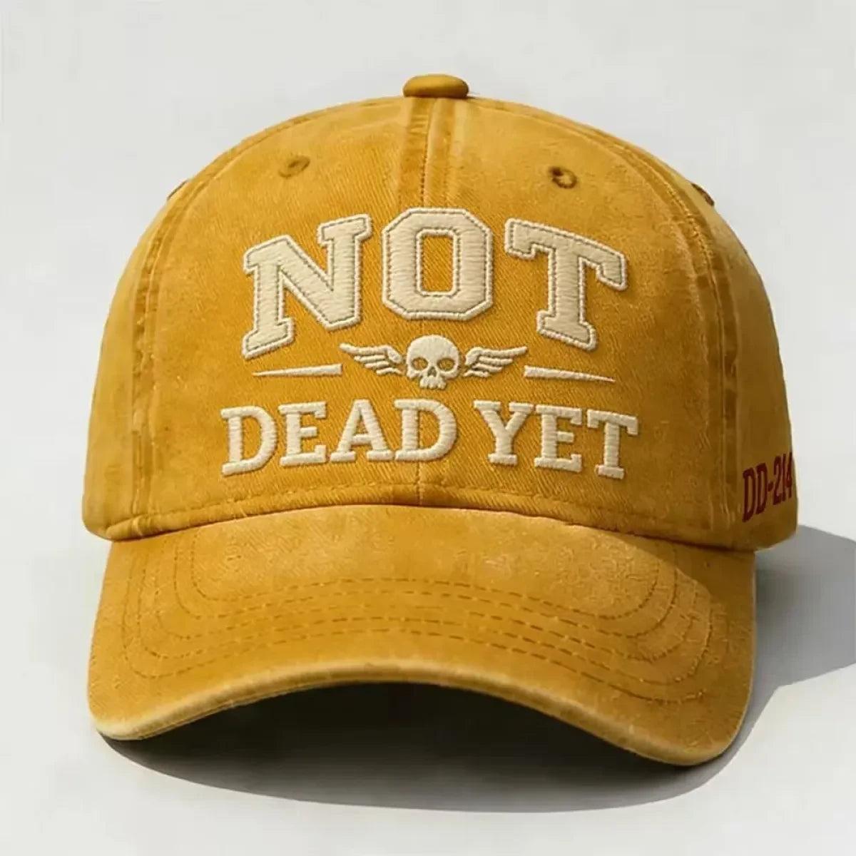 Distressed Washed Cotton Baseball Cap with Embroidered Graphic and Adjustable Strap - Image 6