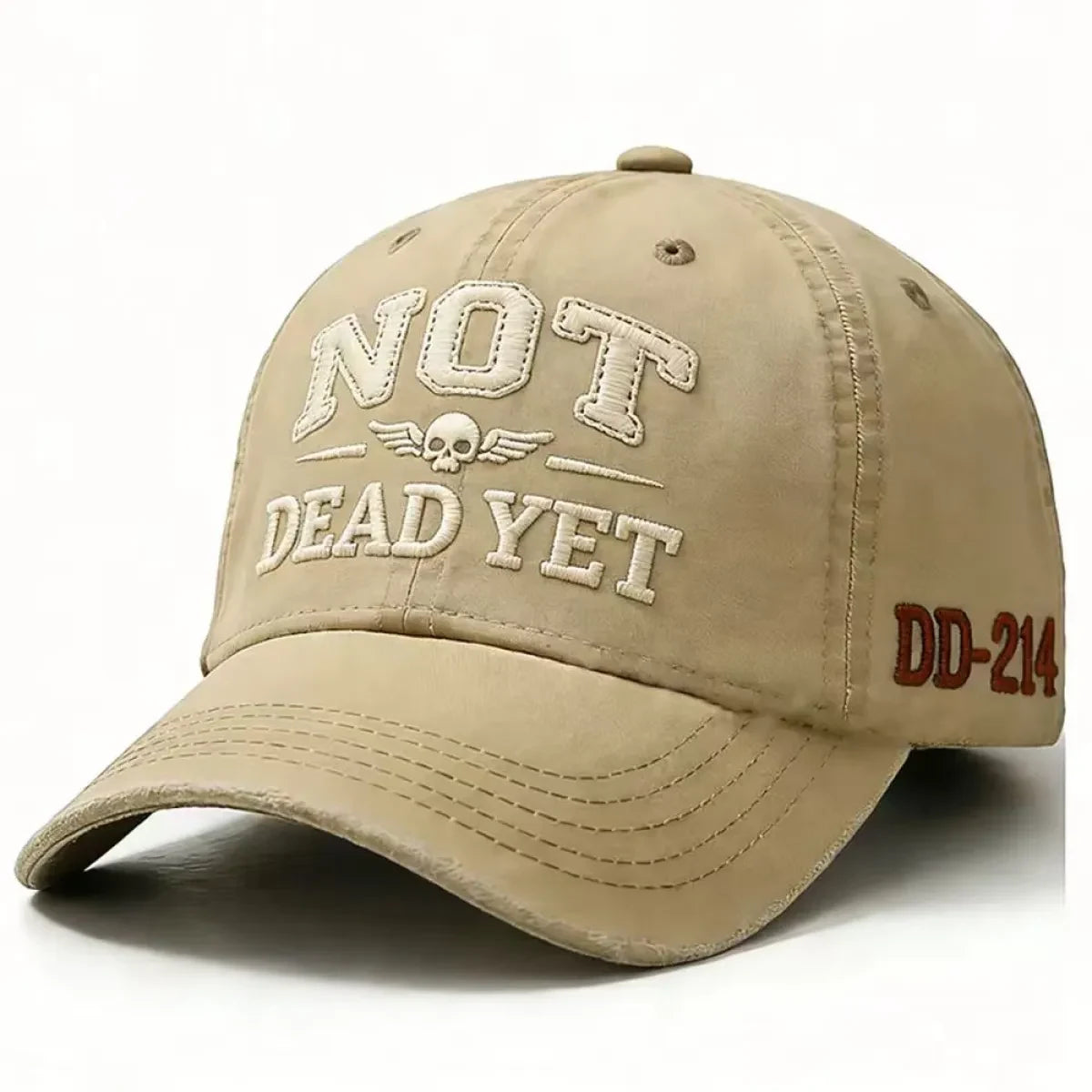 Distressed Washed Cotton Baseball Cap with Embroidered Graphic and Adjustable Strap - Image 9