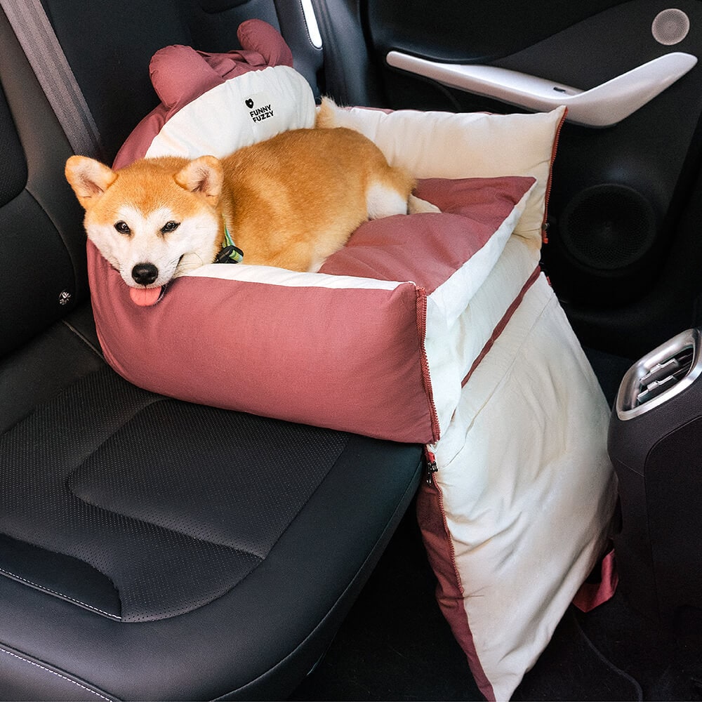 Dog Car Seat with Padded Walls Safety Tether and Removable Cushion for Travel - Image 2