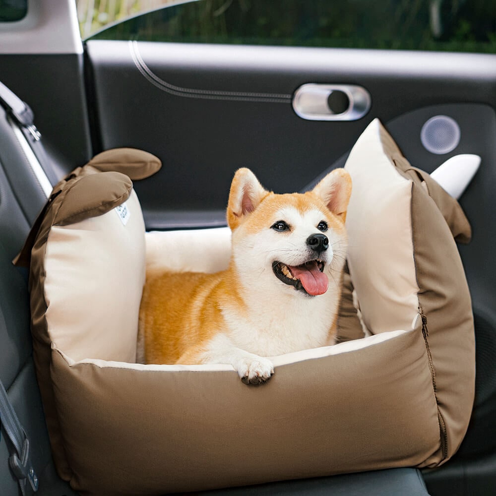 Dog Car Seat with Padded Walls Safety Tether and Removable Cushion for Travel - Image 20