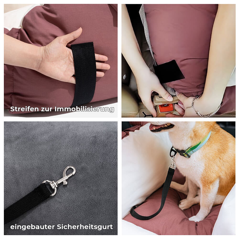 Dog Car Seat with Padded Walls Safety Tether and Removable Cushion for Travel - Image 4