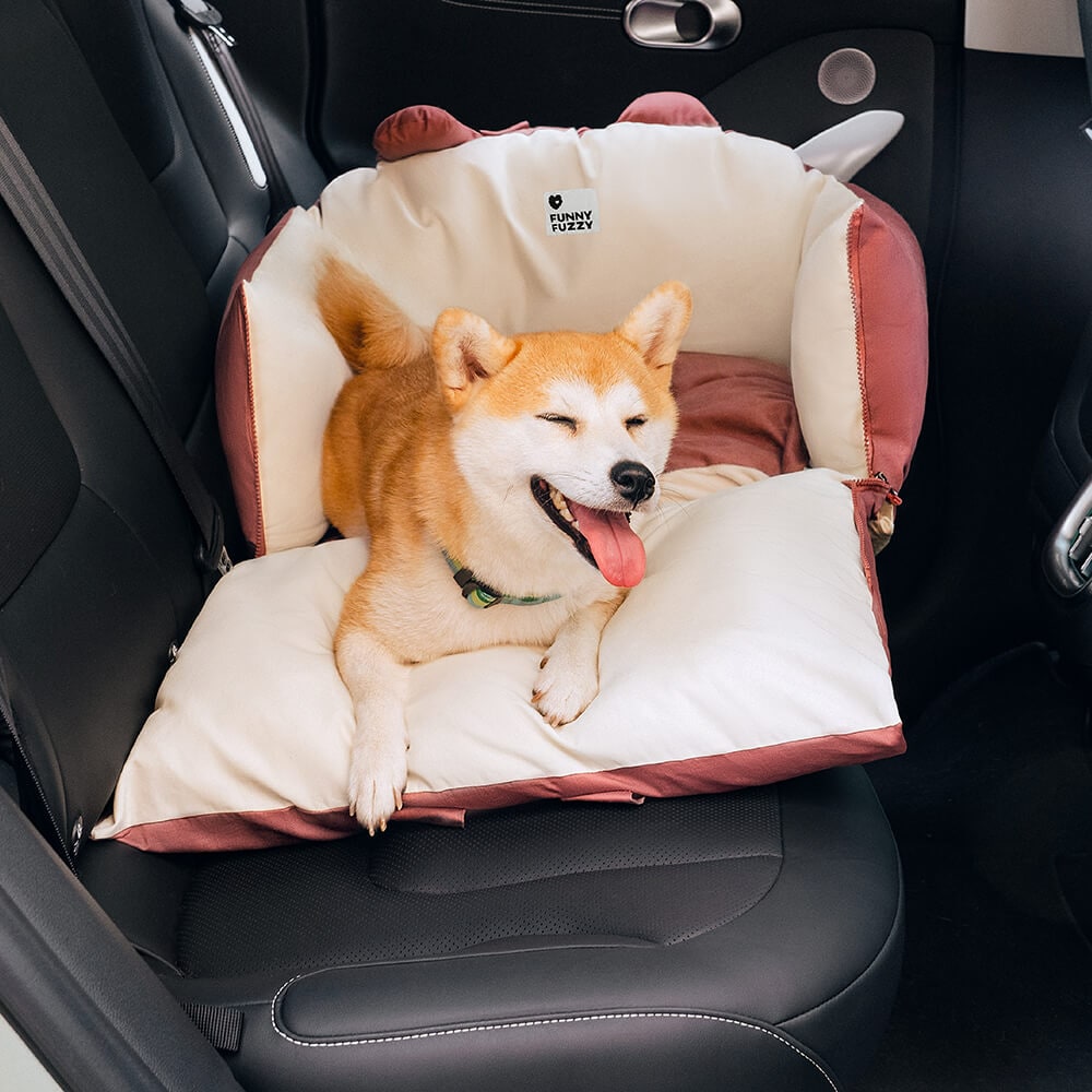 Dog Car Seat with Padded Walls Safety Tether and Removable Cushion for Travel - Image 5