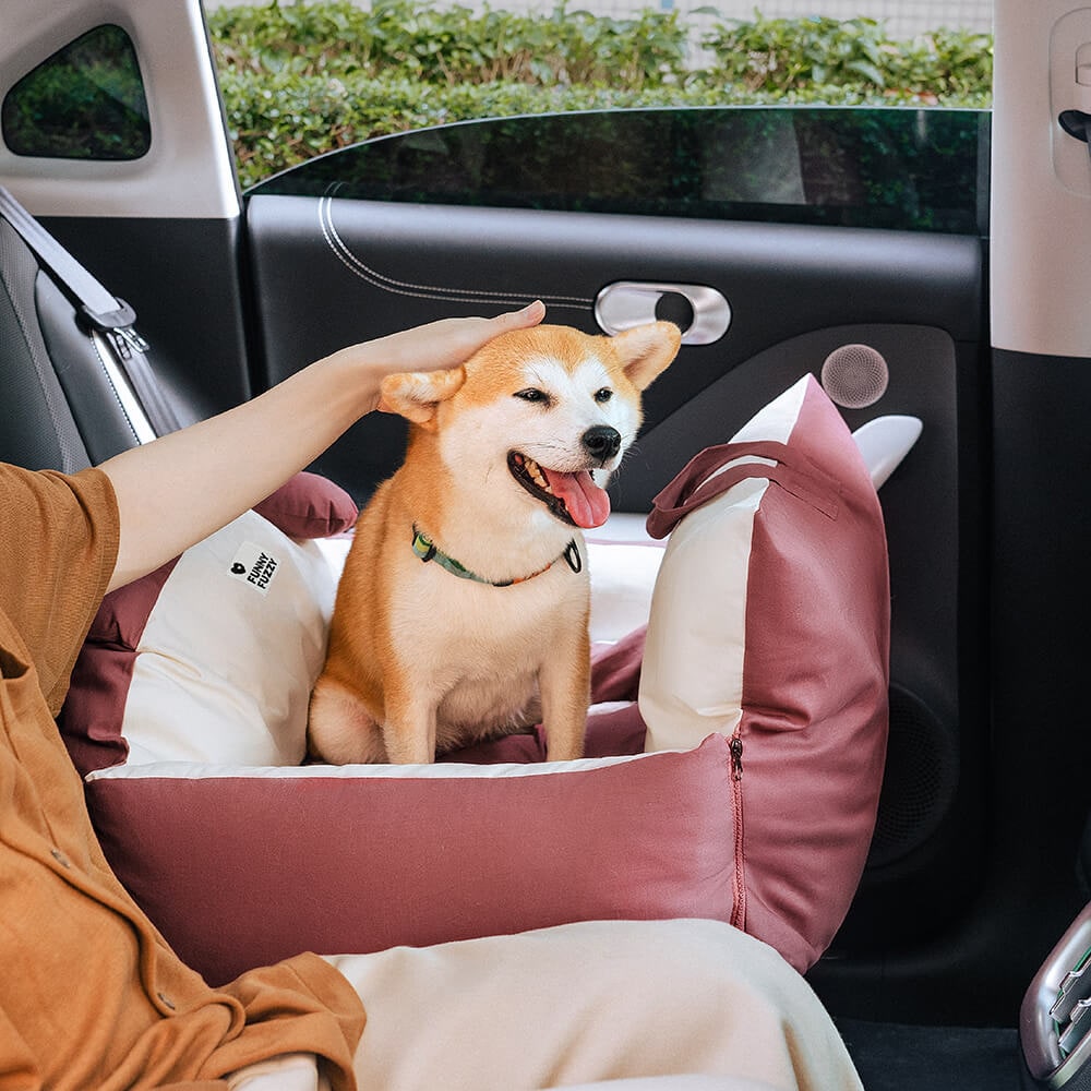 Dog Car Seat with Padded Walls Safety Tether and Removable Cushion for Travel - Image 6