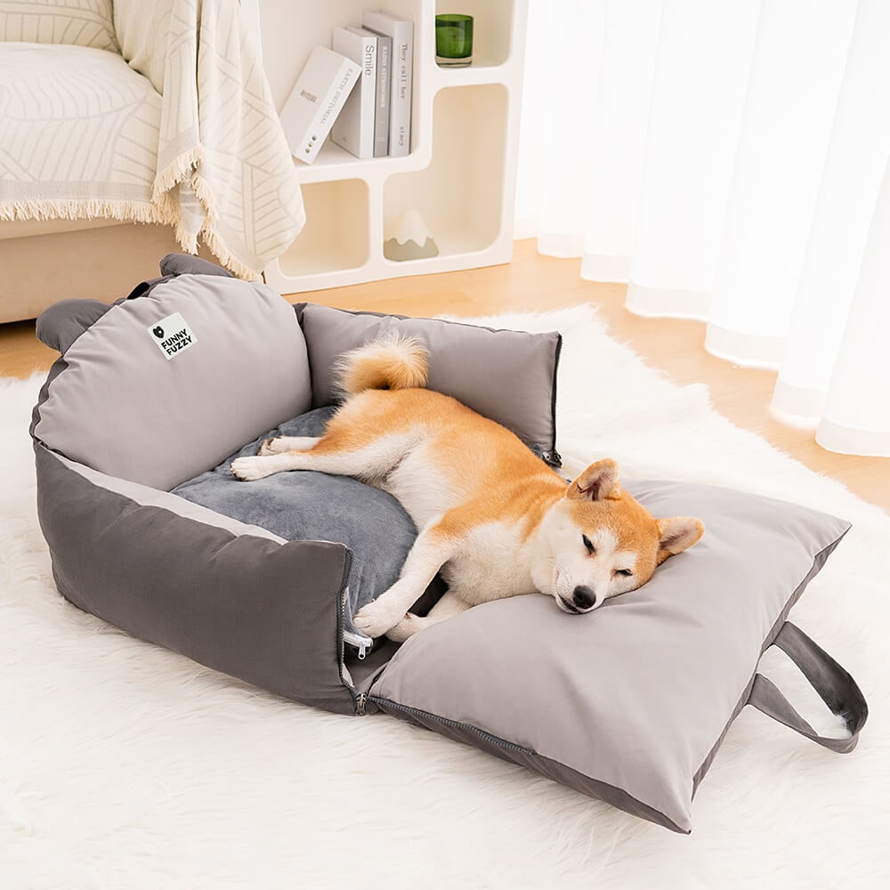 Dog Car Seat with Padded Walls Safety Tether and Removable Cushion for Travel - Image 8