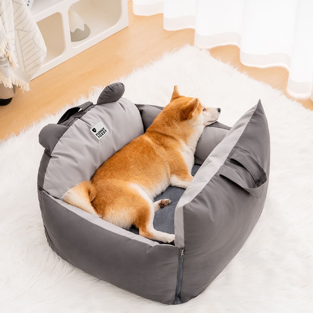 Dog Car Seat with Padded Walls Safety Tether and Removable Cushion for Travel - Image 9