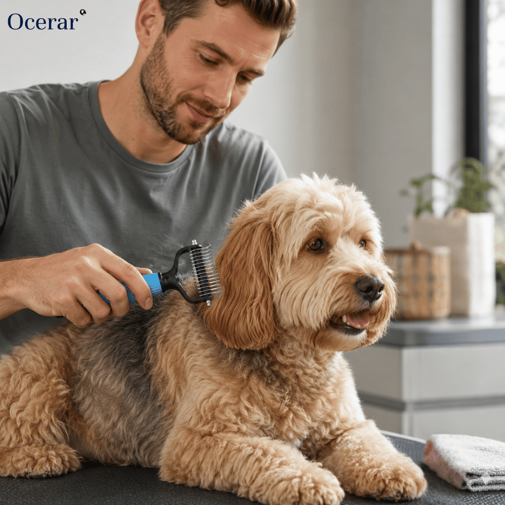 Dog Undercoat Brush with Double-Sided Rake and Dematting Teeth for Grooming - Image 1