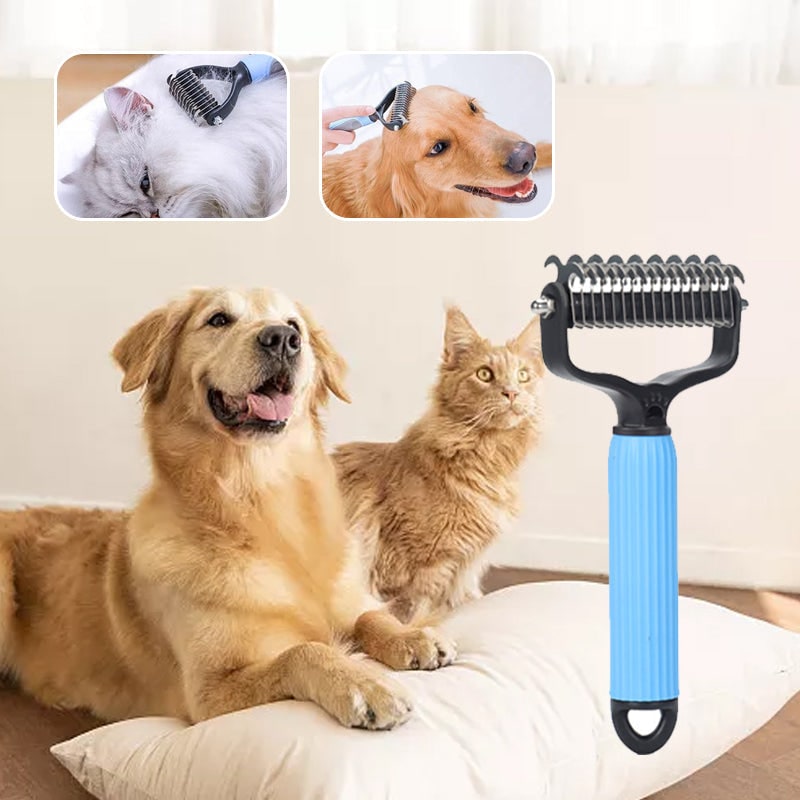 Dog Undercoat Brush with Double-Sided Rake and Dematting Teeth for Grooming - Image 2