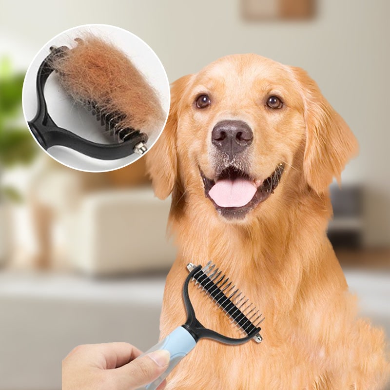 Dog Undercoat Brush with Double-Sided Rake and Dematting Teeth for Grooming - Image 4