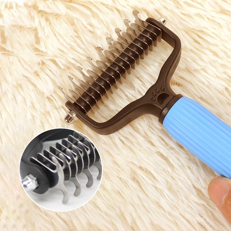 Dog Undercoat Brush with Double-Sided Rake and Dematting Teeth for Grooming - Image 5