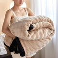 Double-Sided Plush Throw Blanket with Faux Fur and Fleece Backing - Image 9