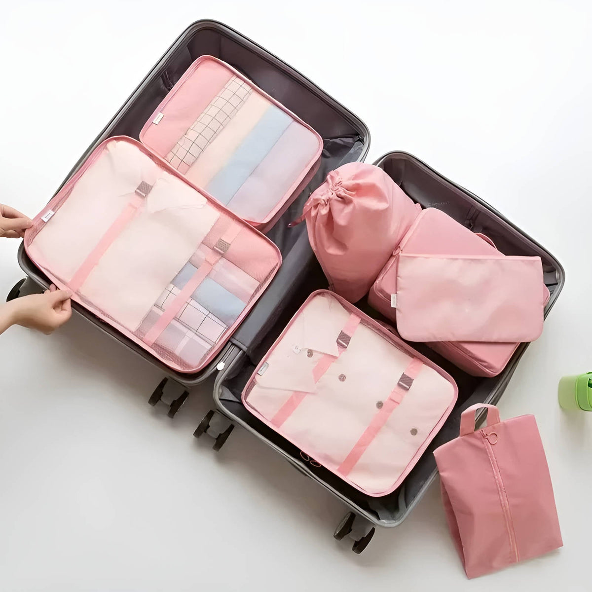 Set da viaggio di 7 organizer con rete