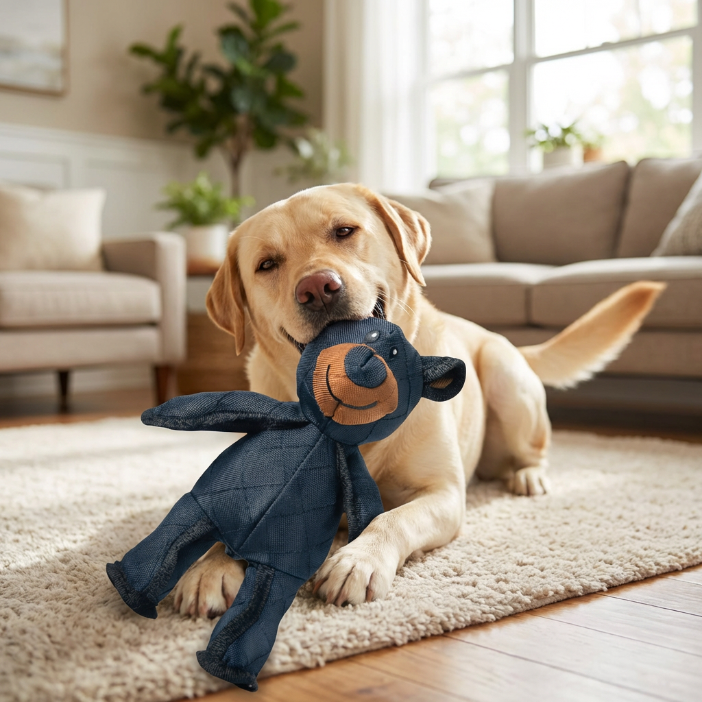 Durable Bear-Shaped Dog Chew Toy with Reinforced Stitching - Image 3