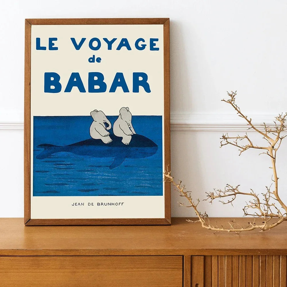 Carina immagine vintage Babar da parete di Jean de Brunhoff - decorazione artistica colorata