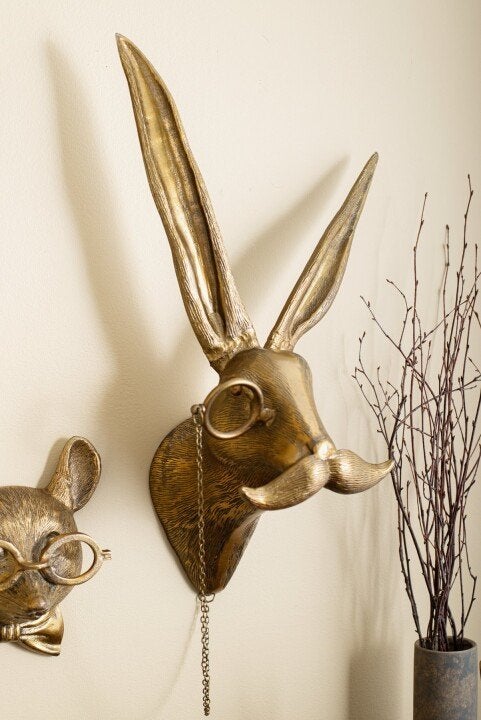 Décoration murale vintage en forme de tête de cerf, bois de cerf texturé rustique
