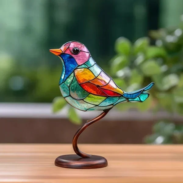 Decorazione acchiappasole a forma di uccello in vetro colorato
