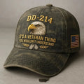 Embroidered Veteran Baseball Cap with Flag and Eagle Patch Vintage Washed - Image 4