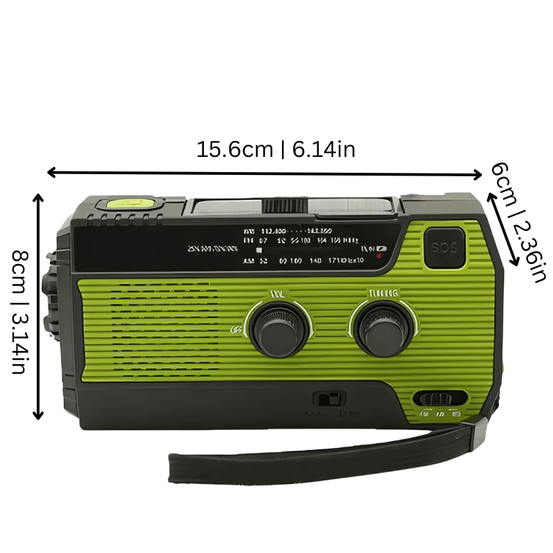 Emergency Radio with Hand Crank Solar Panel LED Flashlight and USB Power Bank - Image 2