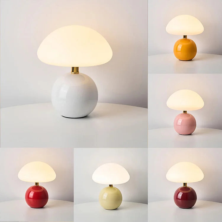 Elegancka minimalistyczna retro lampa grzybowa stołowa