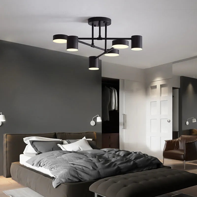 Elegante illuminazione da soffitto a sei teste con modalità colore regolabili
