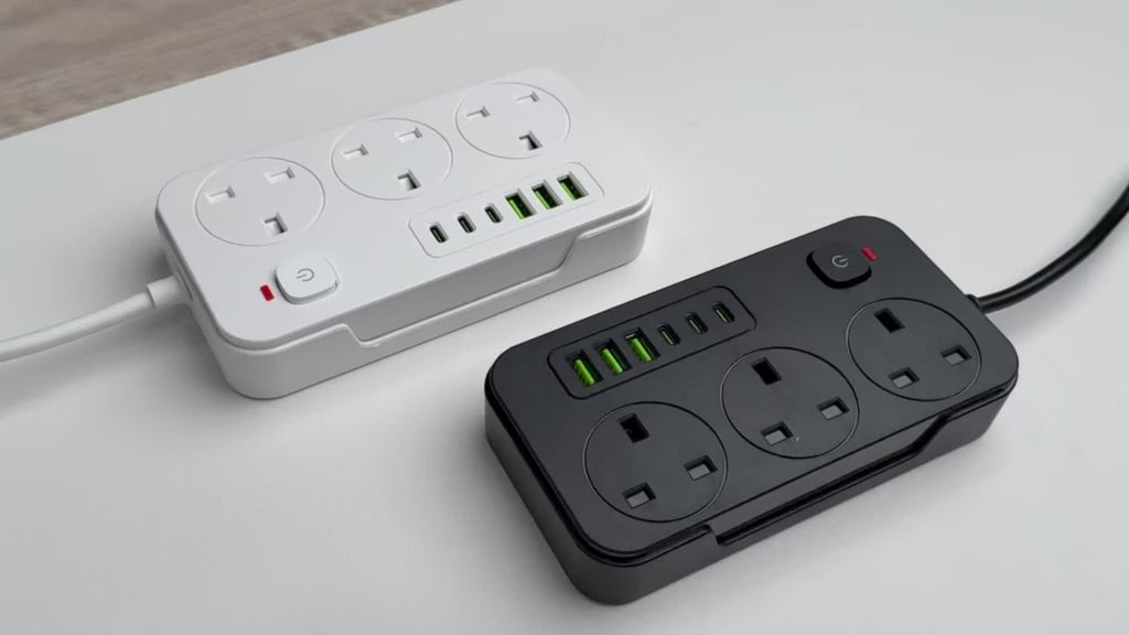 Prolunga Elettrica 9 in 1 con 3 Prese AC e 6 Porte USB