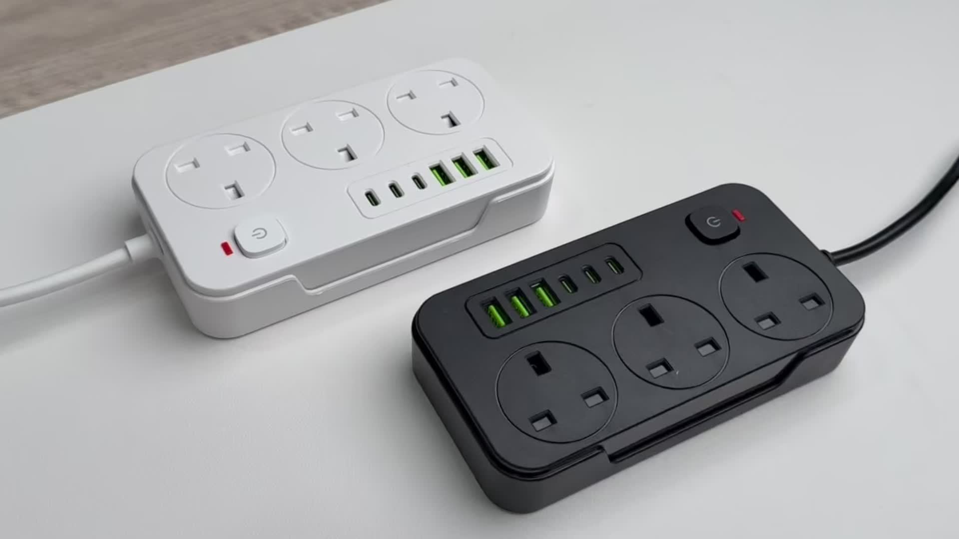 Prolunga Elettrica 9 in 1 con 3 Prese AC e 6 Porte USB