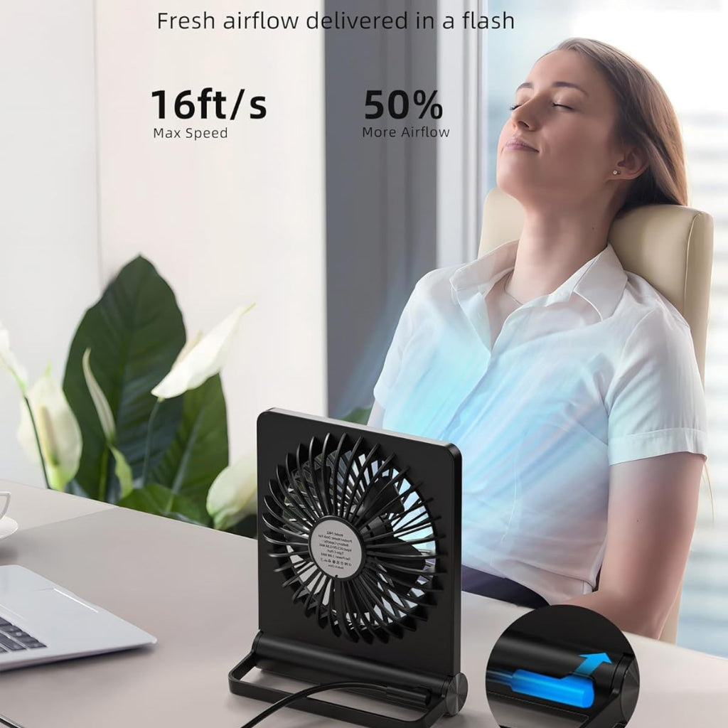 Ventilatore da Scrivania Portatile USB con Struttura Pieghevole e Clip