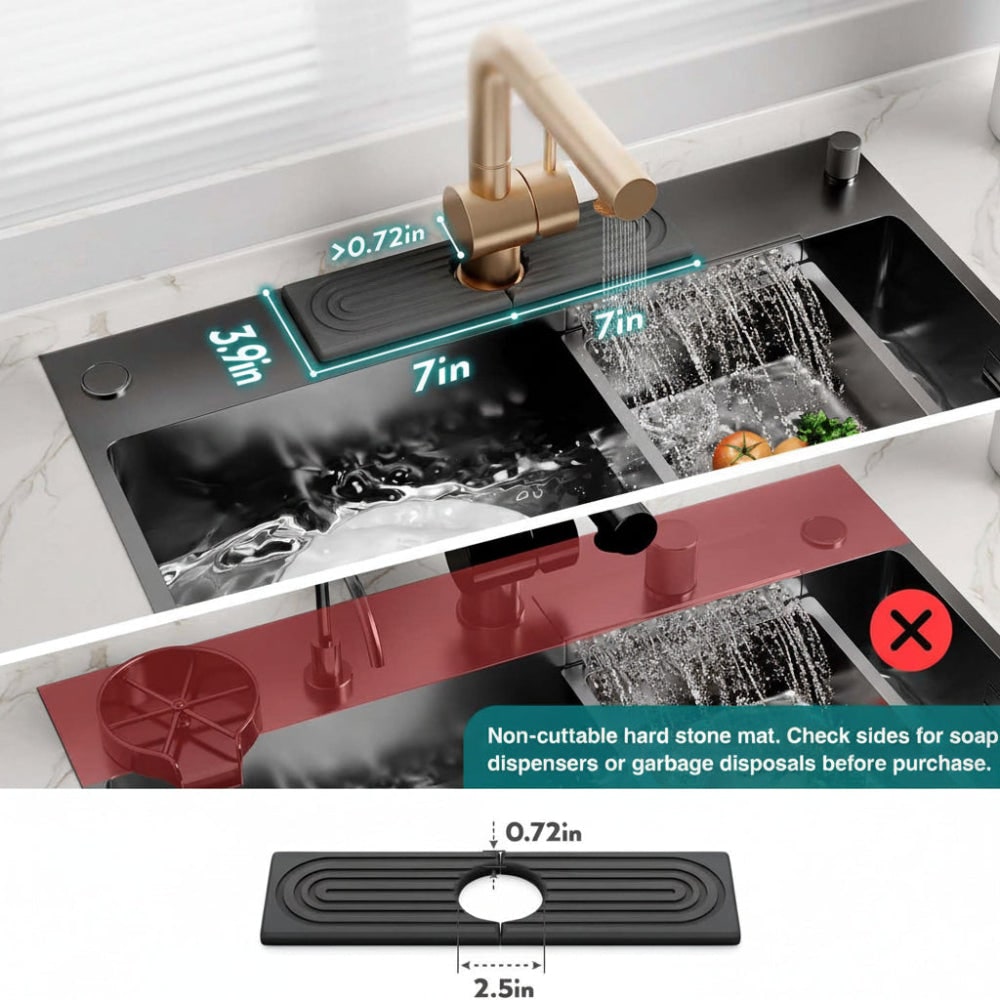 Faucet Splash Guard for Kitchen Sink with Absorbent Diatomaceous Earth Stone Mat - Image 6
