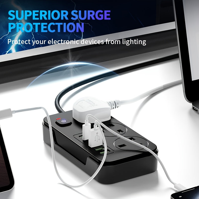 Prolunga Elettrica 9 in 1 con 3 Prese AC e 6 Porte USB