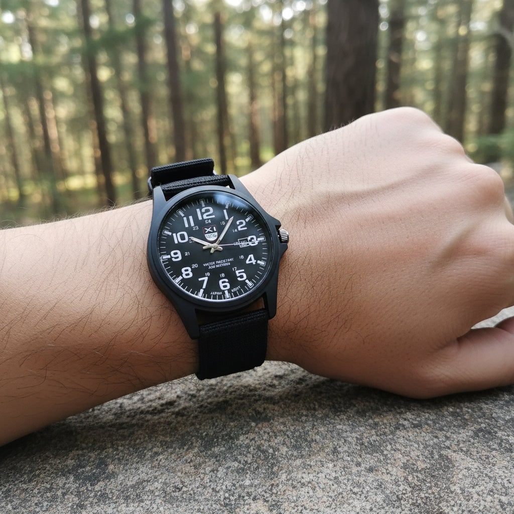 Field Watch with Luminous Hands Military-Style Nylon Strap Date Window - Image 1