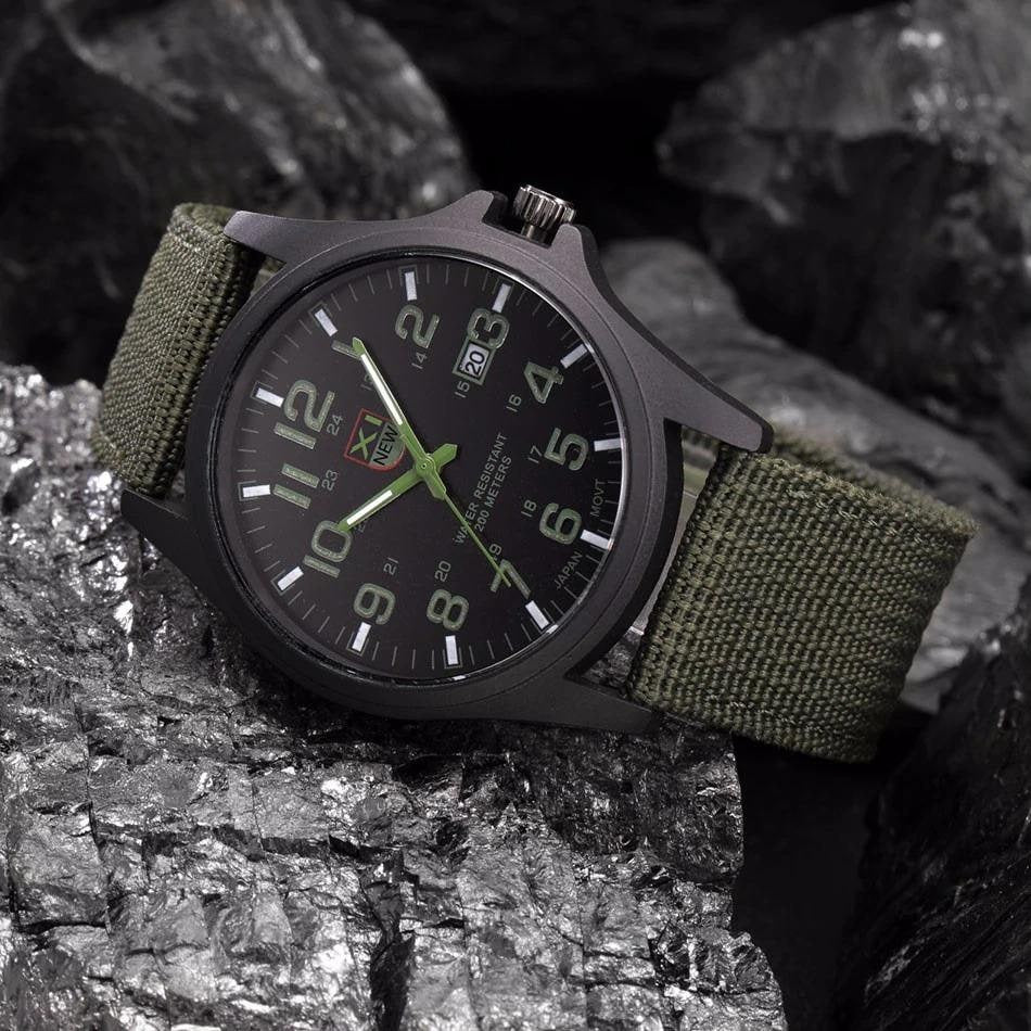 Field Watch with Luminous Hands Military-Style Nylon Strap Date Window - Image 8