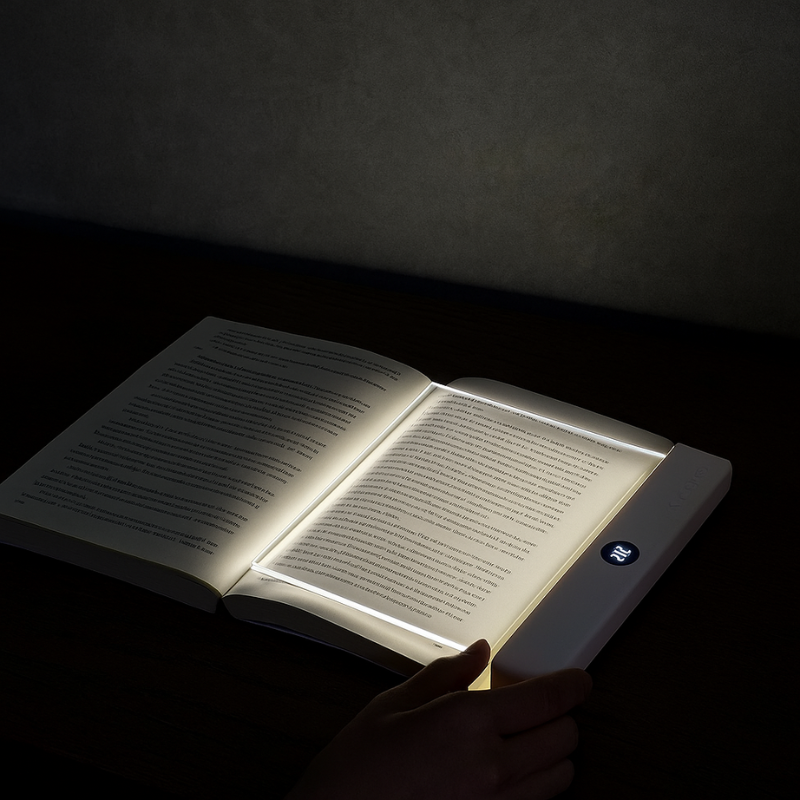 Flat LED Reading Light with Transparent Acrylic Screen and Portable Design - Image 1