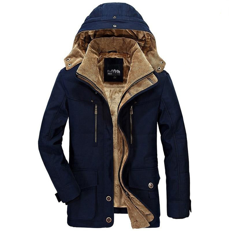 Herren Winterjacke abnehmbarer Kapuzen und sichere Taschen