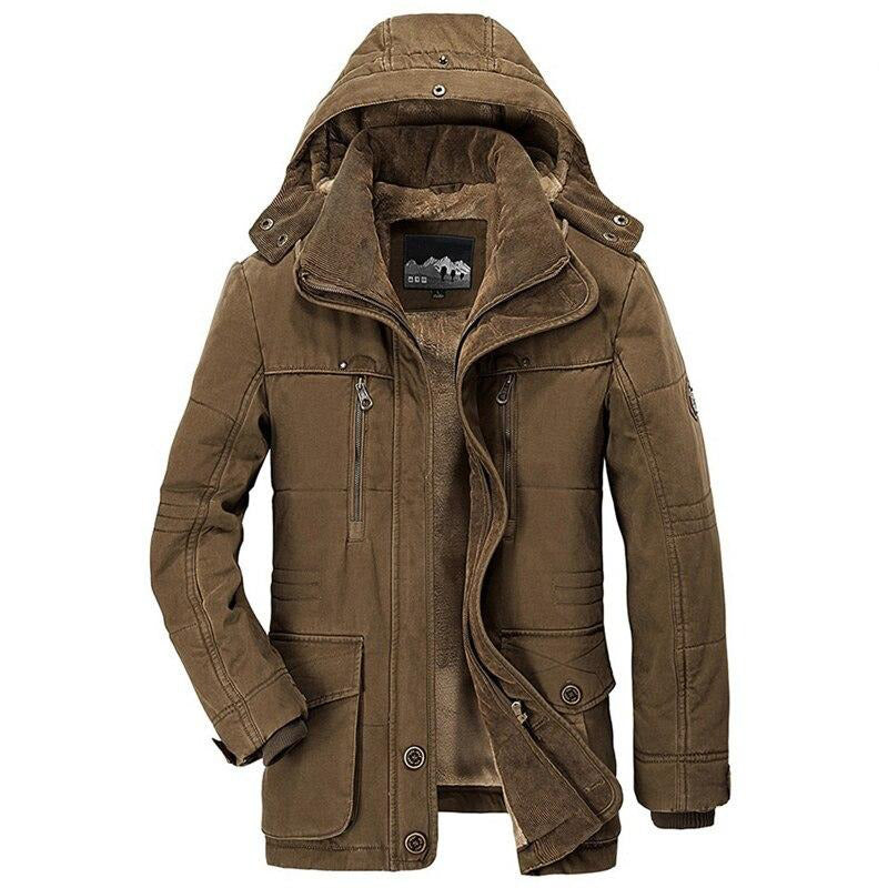 Giacca invernale da uomo cappuccio staccabile e tasche sicure