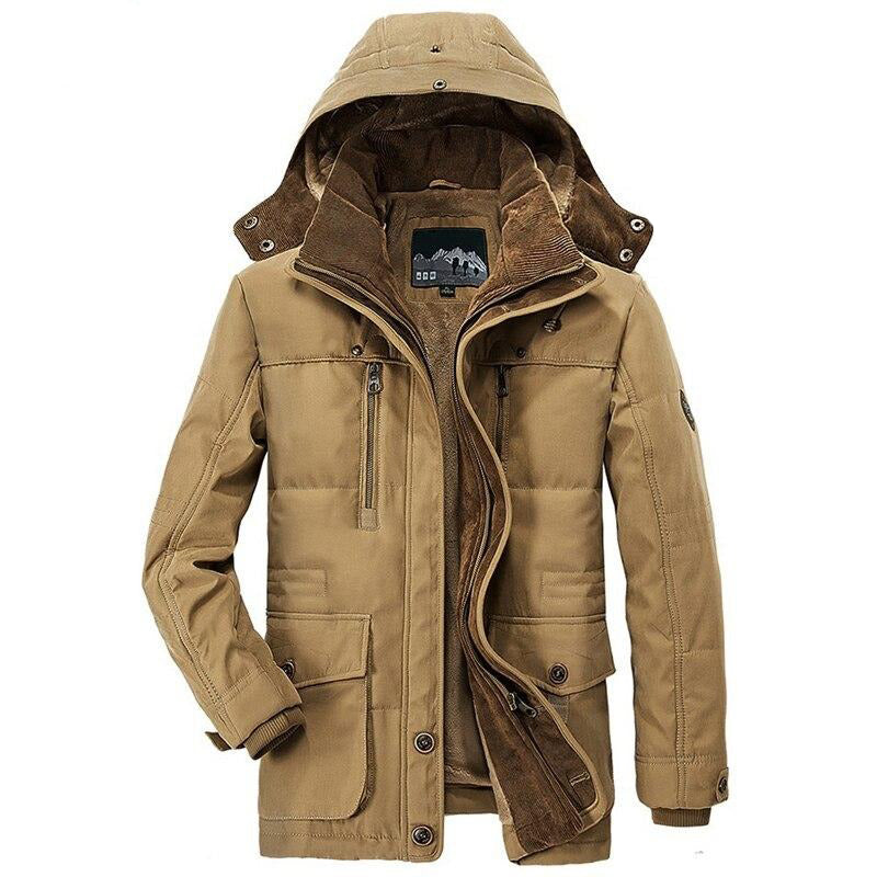 Giacca invernale da uomo cappuccio staccabile e tasche sicure
