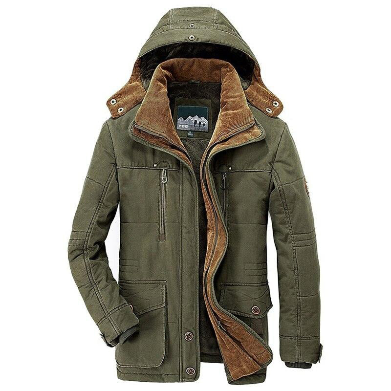 Giacca invernale da uomo cappuccio staccabile e tasche sicure