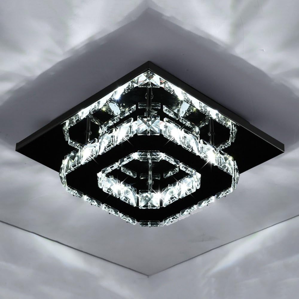 Flush Mount Ceiling Light with Crystal Accents and LED Square Modern Design - Image 11