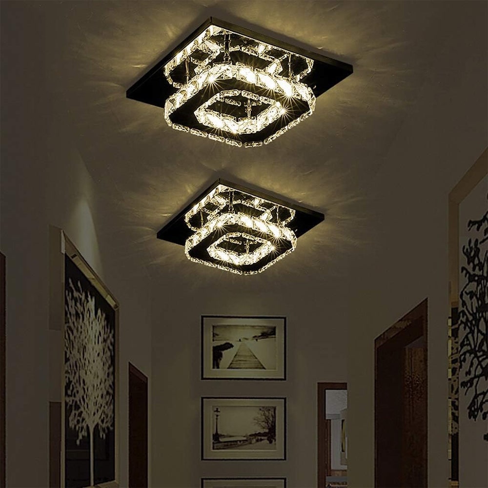 Flush Mount Ceiling Light with Crystal Accents and LED Square Modern Design - Image 12