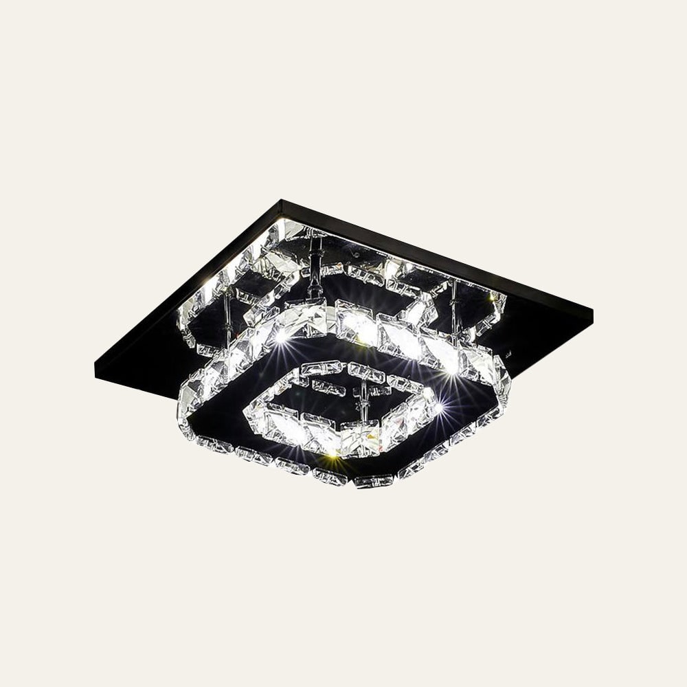 Flush Mount Ceiling Light with Crystal Accents and LED Square Modern Design - Image 14