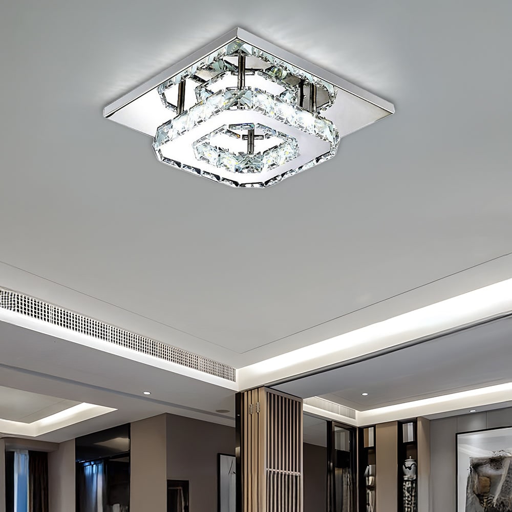 Flush Mount Ceiling Light with Crystal Accents and LED Square Modern Design - Image 16