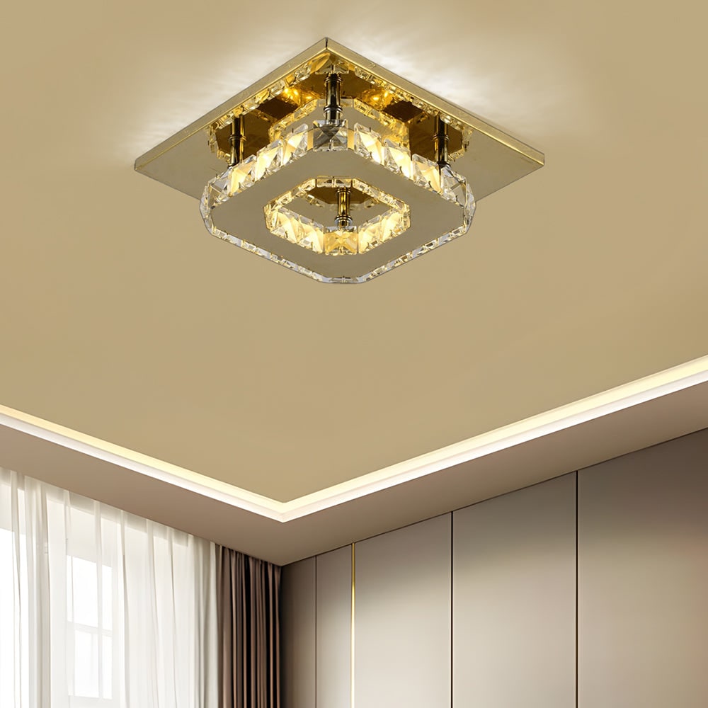 Flush Mount Ceiling Light with Crystal Accents and LED Square Modern Design - Image 17