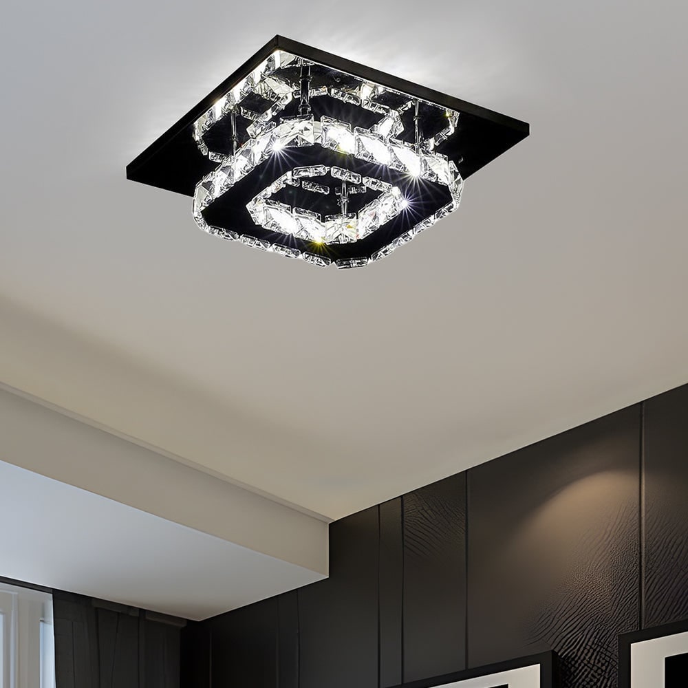 Flush Mount Ceiling Light with Crystal Accents and LED Square Modern Design - Image 18