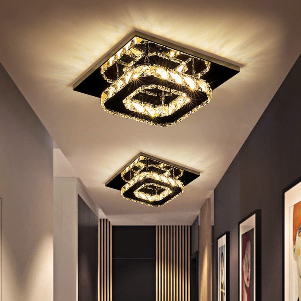 Flush Mount Ceiling Light with Crystal Accents and LED Square Modern Design - Image 19