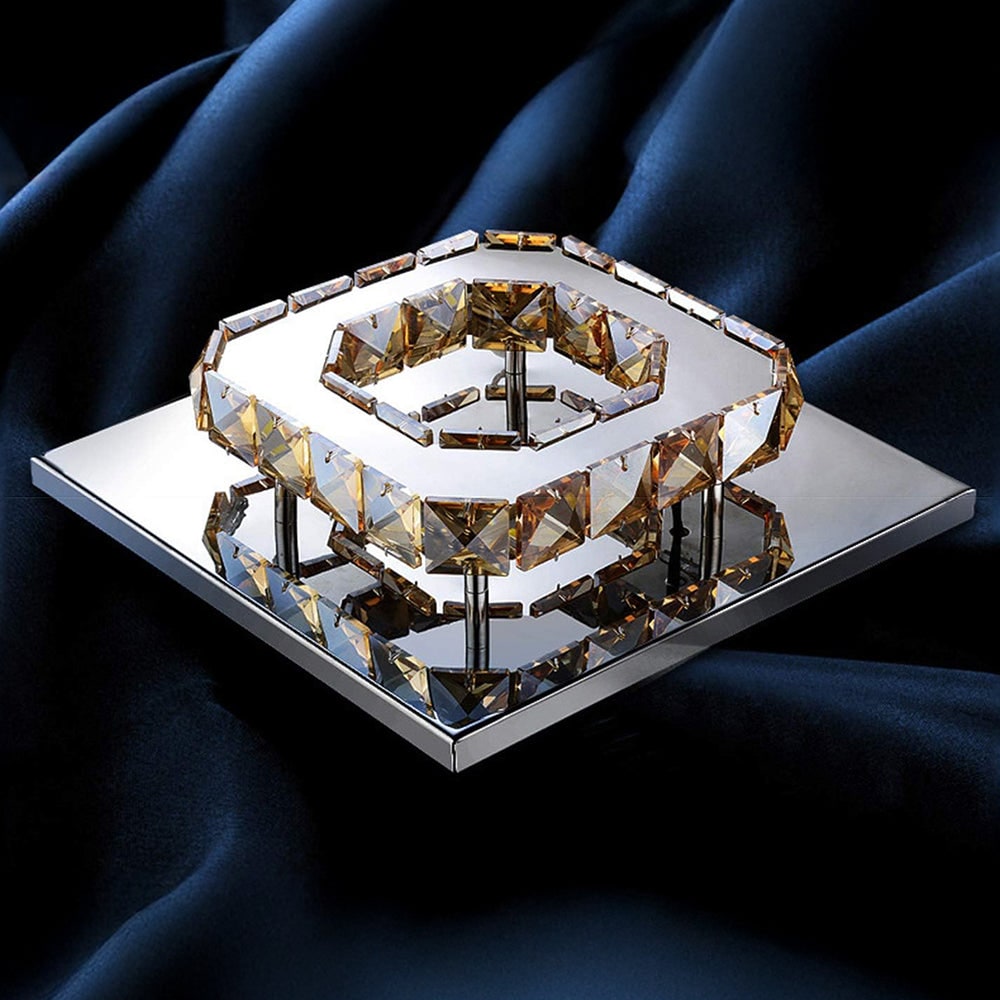 Flush Mount Ceiling Light with Crystal Accents and LED Square Modern Design - Image 2