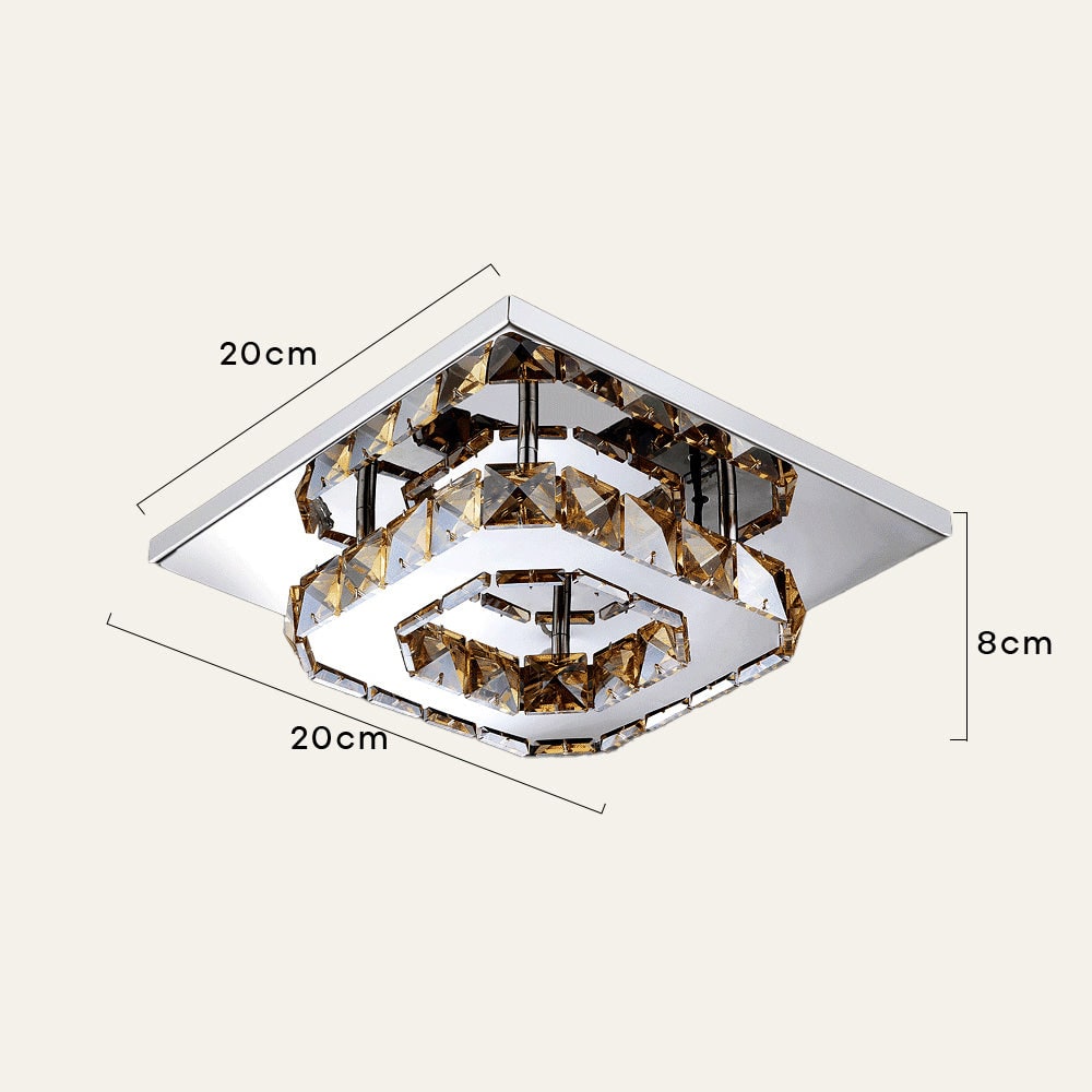 Flush Mount Ceiling Light with Crystal Accents and LED Square Modern Design - Image 3