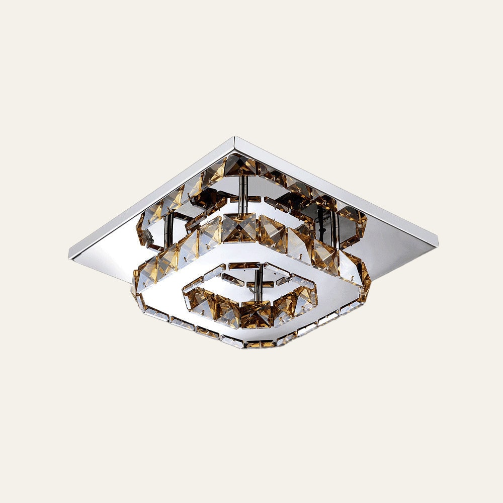 Flush Mount Ceiling Light with Crystal Accents and LED Square Modern Design - Image 4